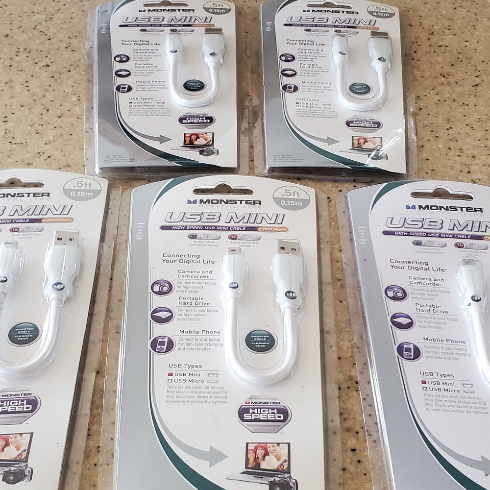 Monster Brand 6in USB MINI PREMIUM HIGH-SPEED Cable 🔥BUNDLE 5 $20.00